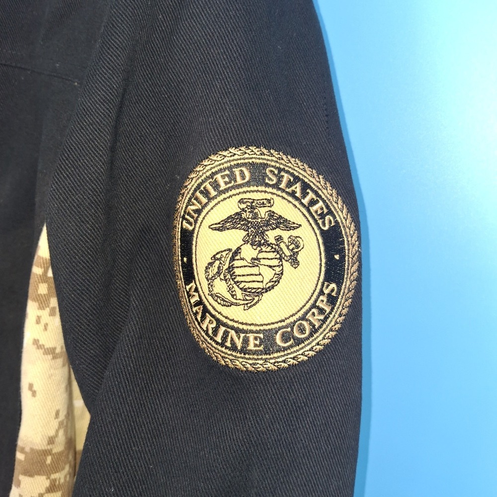 U.S. Services Valiant K&S MARINES Men's Blk Denim Bomber Jacket 2XL w/ liner - Picture 4 of 16